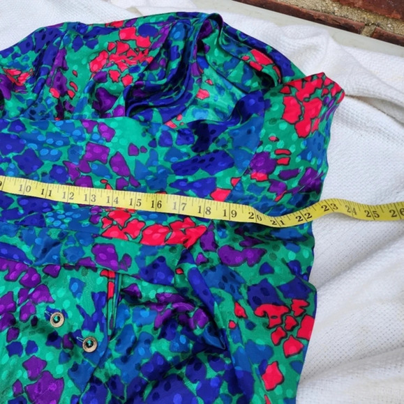 1980s Abstract Floral RlDrape Blouse S/M - Picture 6 of 10